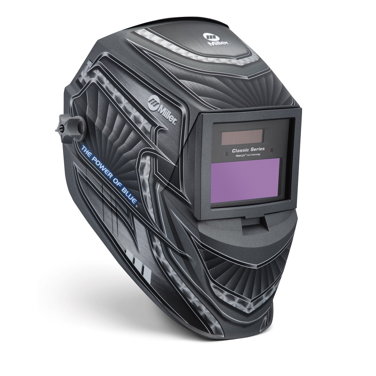 <p>Protective helmet with tinted lens that shields eyes and face from welding arc radiation; auto-darkening models automatically adjust lens shade when the arc is struck.</p>