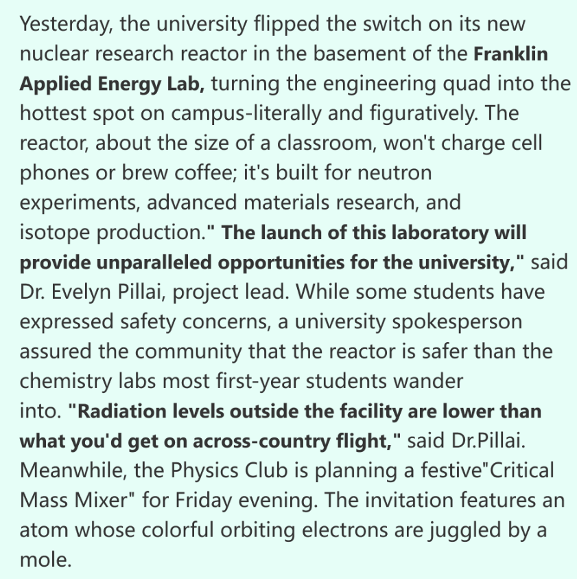 <p><span>What claim does the project lead make regarding the safety of the new reactor?</span></p>