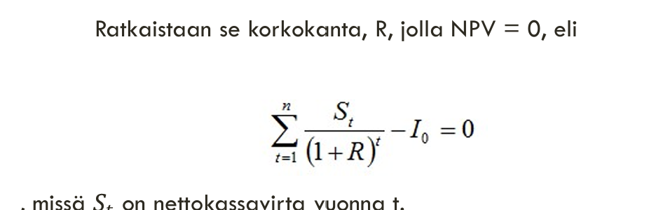 <p>R> minimituottovaatimus, toteuta; R< minimituottovaatimus hylkää</p>