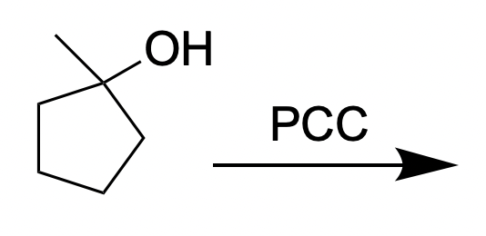 <p>1-methylcyclopentanol + PCC —> </p>