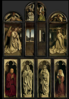 <p>Hubert and Jan van Eyck, 1432</p><p>-A breakthrough in realism, light, and texture</p><p>A complex blend of religion, symbolism, and everyday life</p>