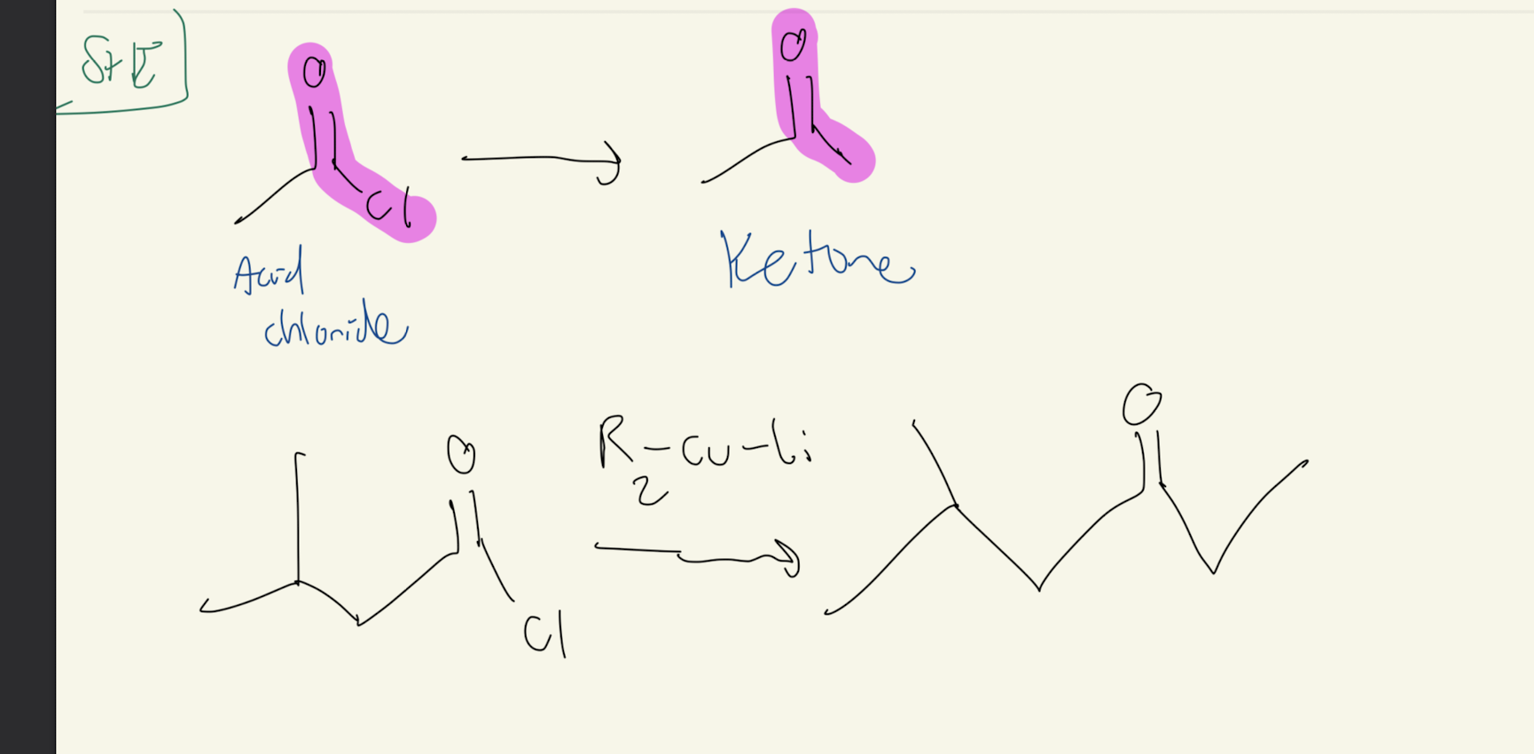 <p><strong>Acid Chloride → Ketone</strong></p>