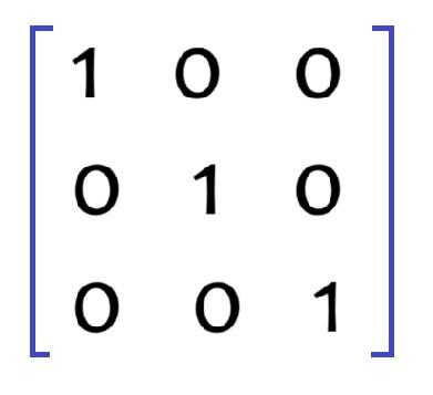 <p>The matrix equivalent of the number 1. If you multiply another matrix by it nothing changes. For example, the image provided is an identity matrix of a 3×3</p>