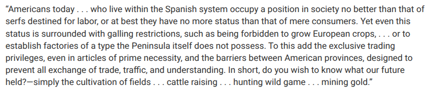 <p>In the excerpt, Bolívar expresses which of the following?</p>