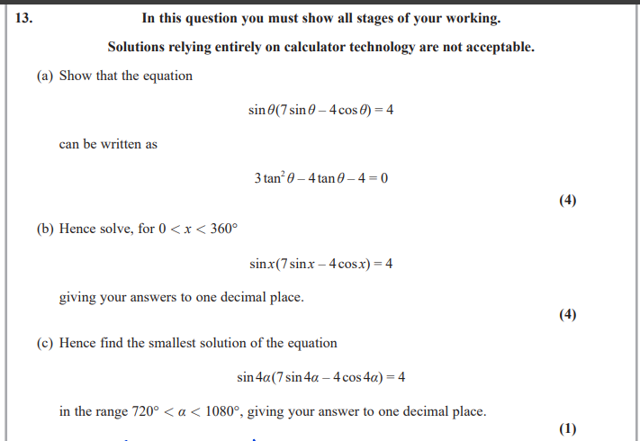 <p>2024 AS Q13 part c <strong>trigonometric equations and identities</strong></p>