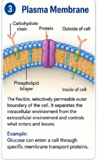 <p>The flexible selectively permeable outer boundary of the cell. It separates the intracellular environment from the extracellular environment and controls what enters and leaves. </p>