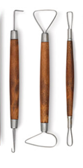 <p>- Pottery tools made from a flattened metal ribbon attatched to a wooden handle</p><p>- These are used to trim, carve, and hollow out shapes</p>
