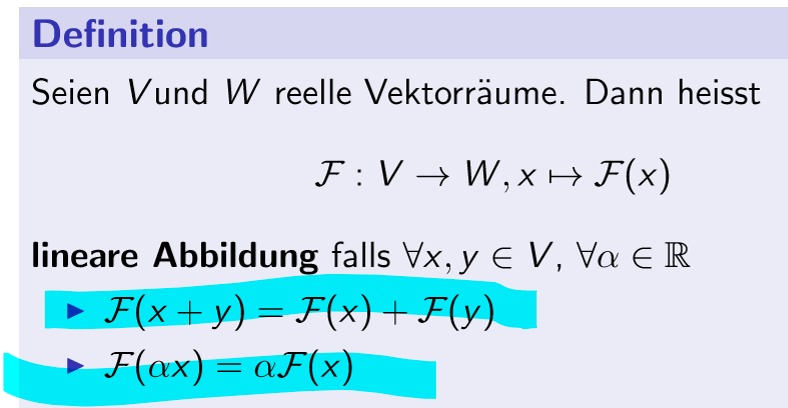 <p>Alles was eine lineare Abbildung ist, lässt sich mit Matrizen beschreiben. F(x)=A*x.</p>