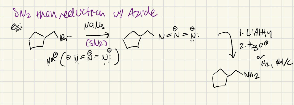 <p>SN2 using NaN<sub>3</sub> and then reduce</p>