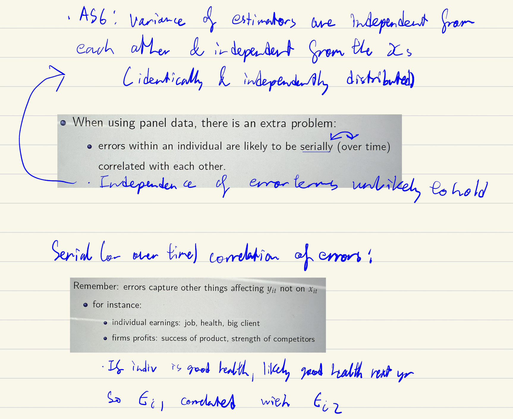 <p>This is why need to cluster SE, it takes into account the serial correlation</p>