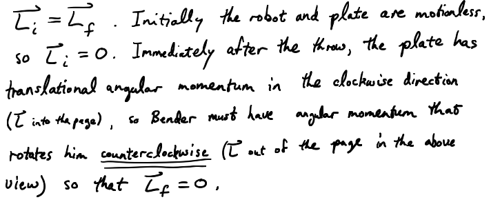 <p>conservation of momentum where L_i = 0.</p>