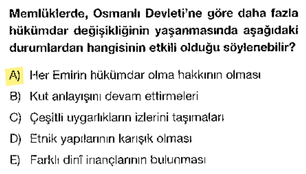 <p>Diğer Türk devletlerinde "Kut" (kan bağı) varken, Memlüklerde "en güçlü komutan tahta geçer" kuralı vardı.</p>