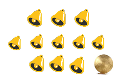 <p>1 repique de 5 segundos entre 3 campanadas sueltas cada minuto + gong</p>