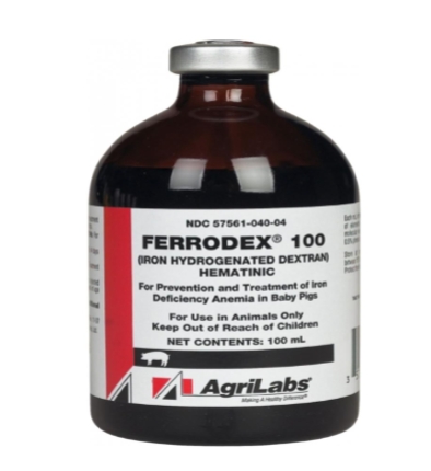 <p>Iron is a key component of hemoglobin which carries oxygen in red blood cells. We inject iron in baby pig to help decrease anemia</p>