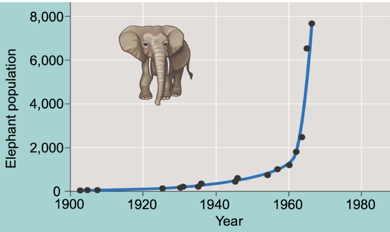 <p>J shaped curve</p><p>characteristic of some populations which are rebounding, but not common and cannot be sustained long </p><p>occurs in pest species when provided with naive, perfect environment</p><p>and non-native species when introduced and has no natural predators or diseases to keep in check</p>