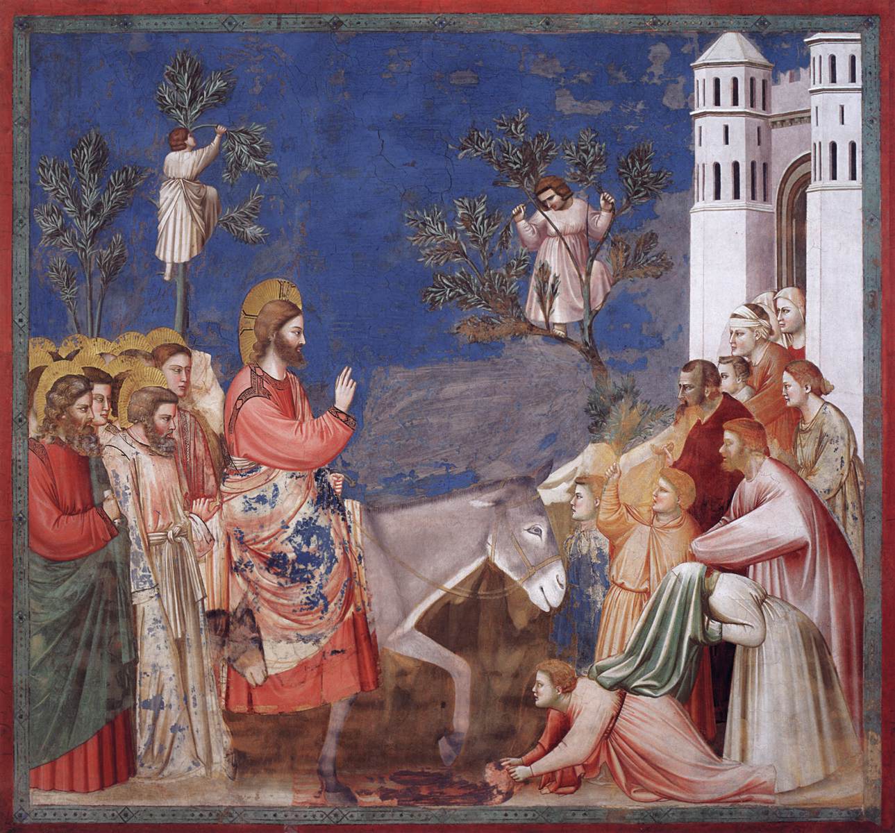 <ul><li><p>The idea of taking multiple figures and depicting them doing the same action but all at different times is an extremely innovative aspect of art in the Scrovegni Chapel, especially in this work</p></li></ul><p></p>