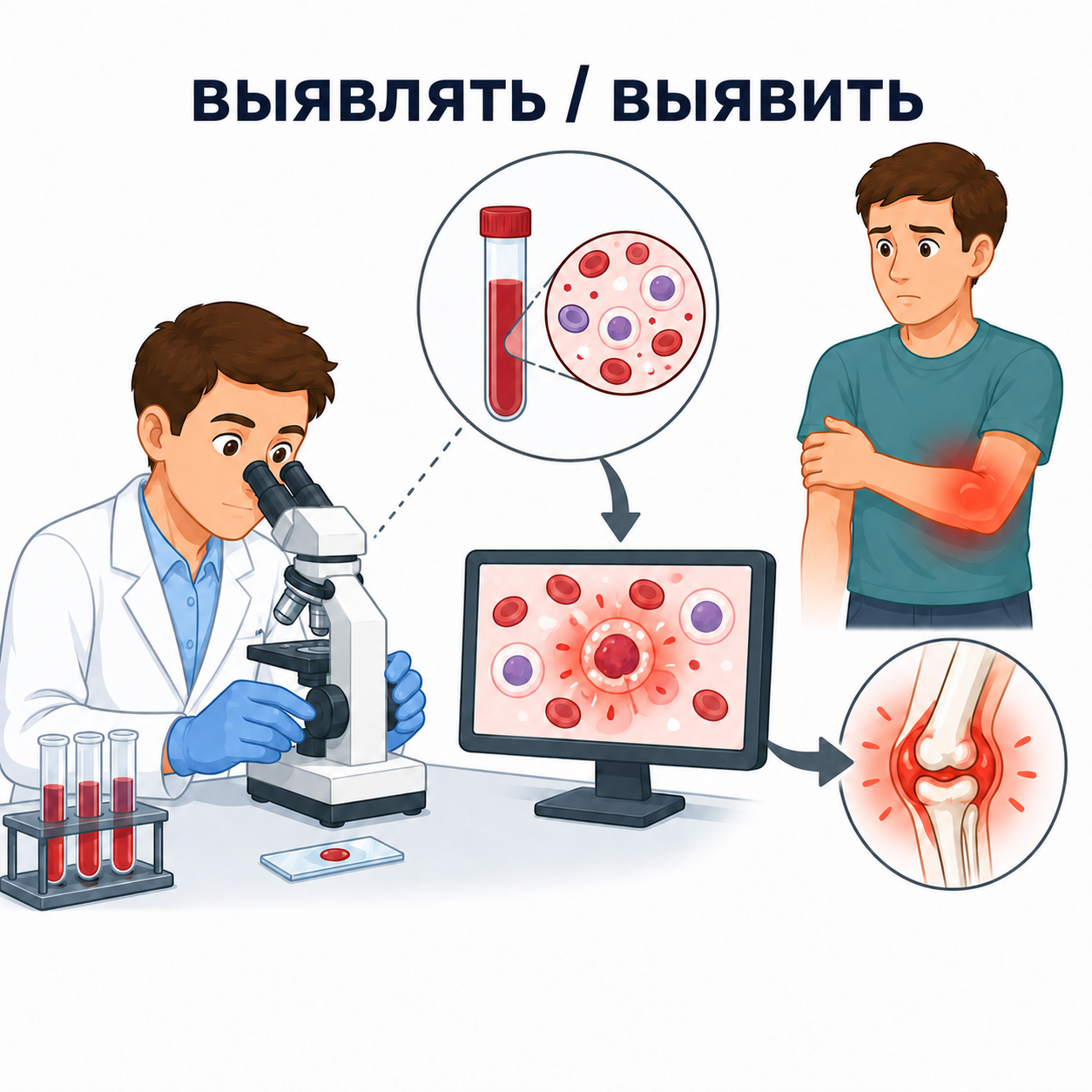<p>detectar / identificar / descubrir. Пример: Анализ выявил воспаление.</p>
