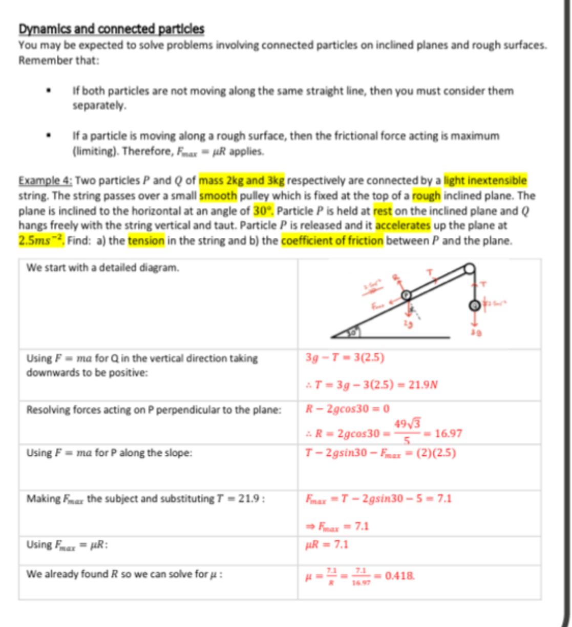 <p>pulleys and tension - remember its constant across the rope x</p>