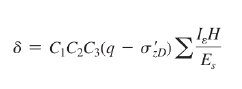 <p>What is the unit of E in this equation and what is the preferred unit for q and <strong>σ’zd?</strong></p>