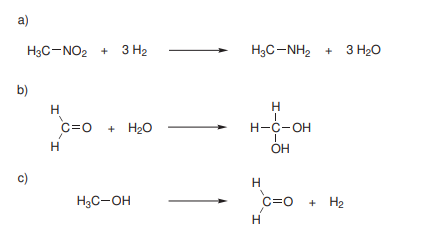 <p>Určite, či v nasledujúcich reakciách dochádza k oxidácii alebo k redukcii organickej molekuly. Pokiaľ áno, určite počet vymenených elektrónov </p>