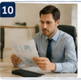 <p>look through a report</p>