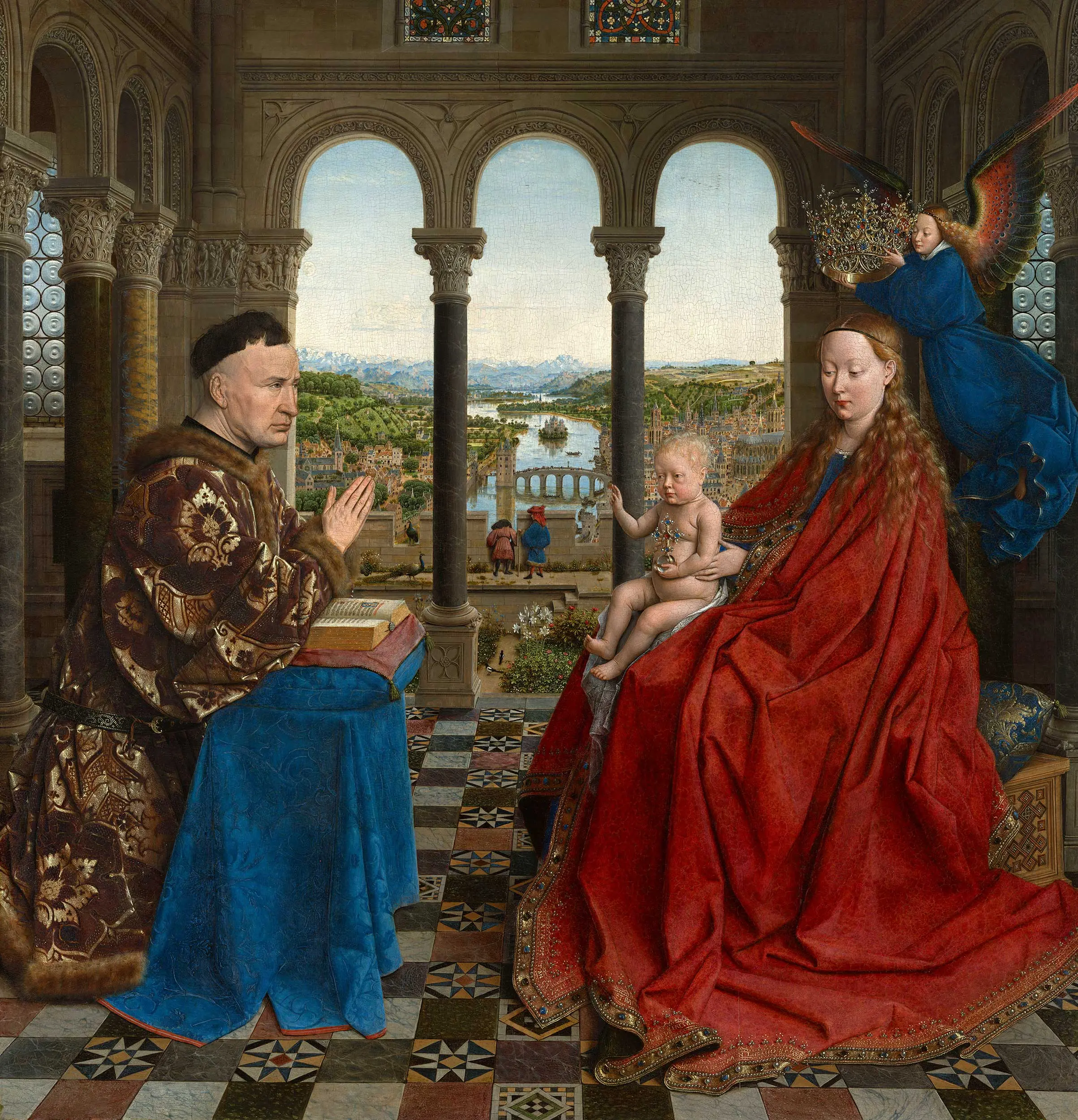<p>Madonna and Chancellor Rolin by Jan van Eyck</p>