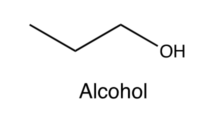 <p>C3 H7 ending with OH (zig-zag)</p>
