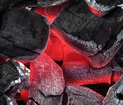 <p>to burn without flame</p>