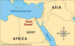 <p>canal built by the French on Egyptian land; provided trade routes to Britain and easy access to Asia</p>