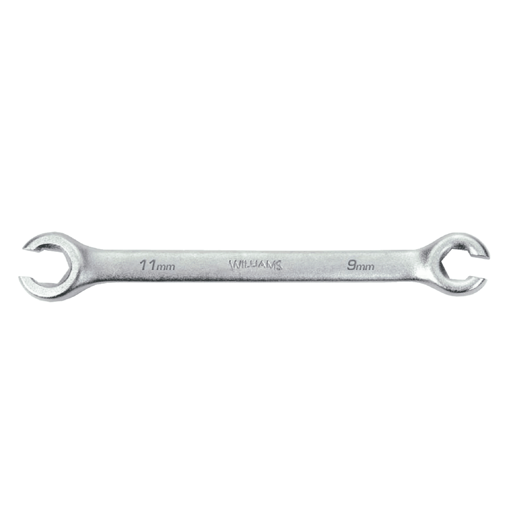 <p>Six-point box-end tool designed to grip nuts on tubing fittings securely, while allowing access where standard wrenches cannot fit easily. Also called a flare nut wrench.</p>