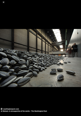 <p>In Sunflower Seeds by Ai Weiwei, the massive repetition of similar forms contributes MOST strongly to:</p>
