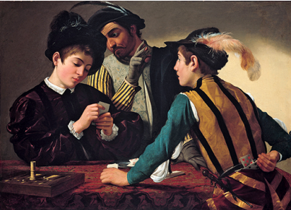 <p>Carvaggio, The Cardsharps, 16th century</p>