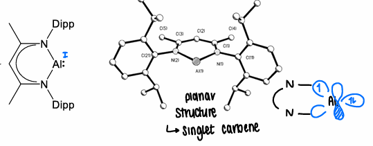 <p>structures containing an aluminium atom which acts as a singlet carbene.</p>