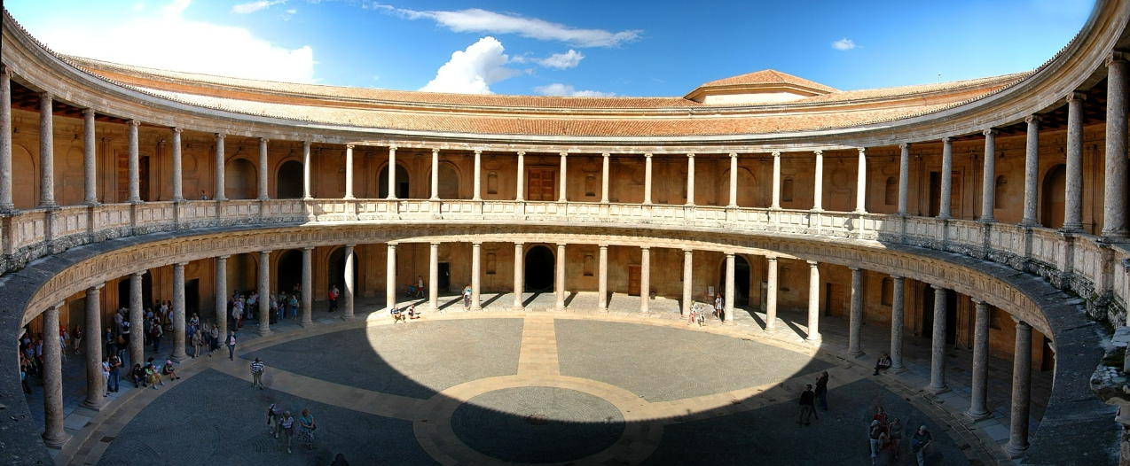 <p><span>-</span><span style="font-family: "Times New Roman"; line-height: normal; font-size: 7pt;">&nbsp;&nbsp;&nbsp;&nbsp;&nbsp;&nbsp;&nbsp;&nbsp;&nbsp;&nbsp;&nbsp;&nbsp;&nbsp; </span>The Palace of Charles V (in the Alhambra, that circle within the square building)</p><p></p>