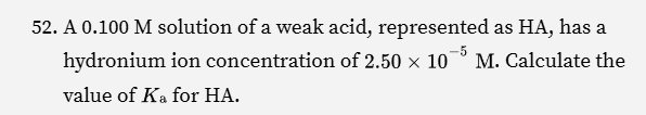 <p>In this equation, you’ll set up an ice table and find that it ends with</p><p></p><p>Ka = (2.5e-5)²  / X-0.1<br><br>Because the value for [H]+ was so small, JUST LIKE WE DO FOR Ka,</p><ul><li><p>You can remove the X to find Ka.</p></li></ul><p></p><p></p>