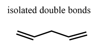 <p>alkenes are separated by one sp3 carbon</p>