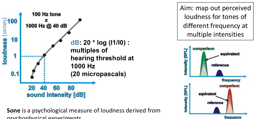 <ul><li><p>Physical measure of sound intensity</p></li><li><p>Measured in decibels</p></li></ul><p></p>