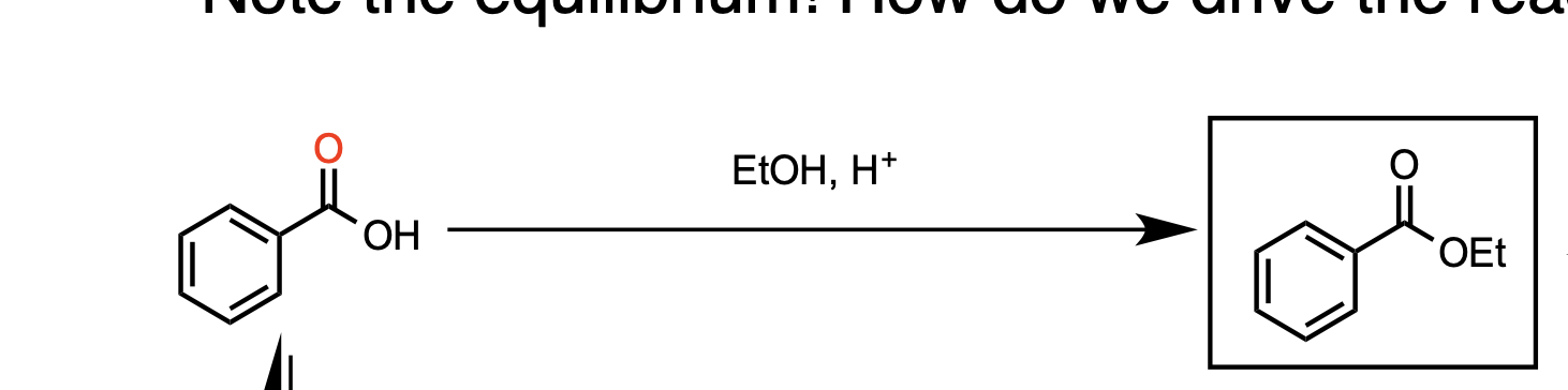 <p>Fischer Esterification (Carboxylic acid → Ester ) :Nucleophlic acyl substitution </p>