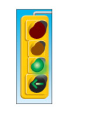 <p>flashing gren light OR a left-pointing green arrow and a green light</p>