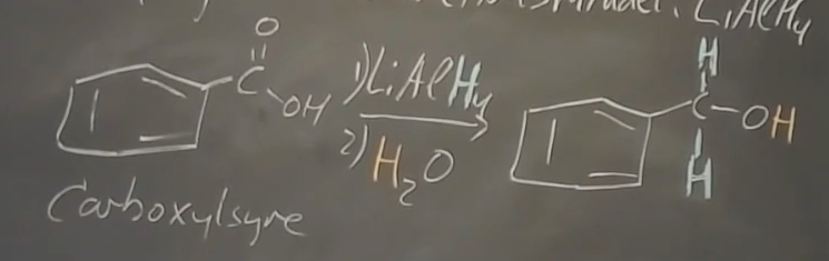 <p>med 1) LiAlH4 og 2)H2O</p>