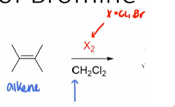 <p>addition of Br or Cl</p>