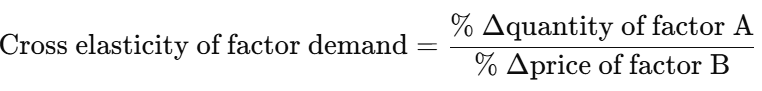 <p>Measures how the demand for one input changes when the price of another input changes</p>