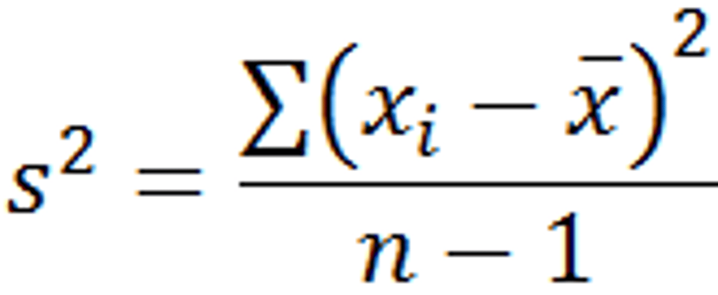 <p>Calculated like the mean deviation, but we<u><mark data-color="#f3d9df" style="background-color: rgb(243, 217, 223); color: inherit;"> square each deviation from the mean before summing the tota</mark>l</u> of these squared</p>