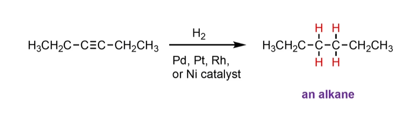 <p>H2 and Pd, Pt Rh or Ni </p>
