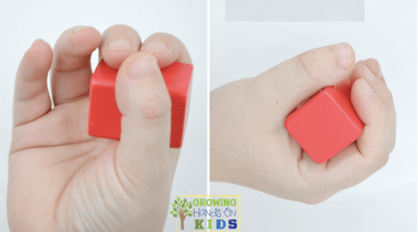 <p>Identify the grasp pattern and what age it typically develops.</p>