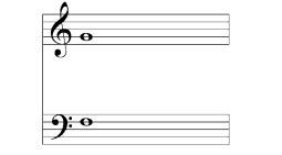 Treble clef with a G note
Bass clef with F note