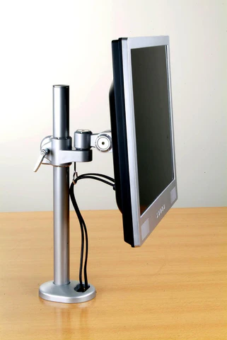 <p>Attached to a pole or column.</p>