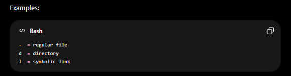 <p>ls -l</p>