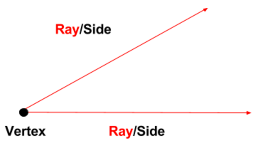 <p>The geometric parts that serve as the sides of an angle.</p>