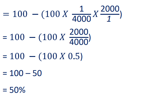 <p>Example&nbsp;1:&nbsp;If&nbsp;the&nbsp;ratio&nbsp;of&nbsp;marker&nbsp;to&nbsp;nutrient&nbsp;is&nbsp;1:4000&nbsp; in&nbsp;feed&nbsp;and&nbsp;1:2000&nbsp;in&nbsp;feces,&nbsp;then&nbsp;based&nbsp;on&nbsp;the&nbsp; assumption&nbsp;that&nbsp;some&nbsp;of&nbsp;the&nbsp;nutrient&nbsp;is&nbsp;absorbed&nbsp;but&nbsp; none&nbsp;of&nbsp;the&nbsp;marker&nbsp;is&nbsp;absorbed,&nbsp;we&nbsp;can&nbsp;calculate&nbsp;its&nbsp; digestibility</p><p></p><p>Answer = ______</p>